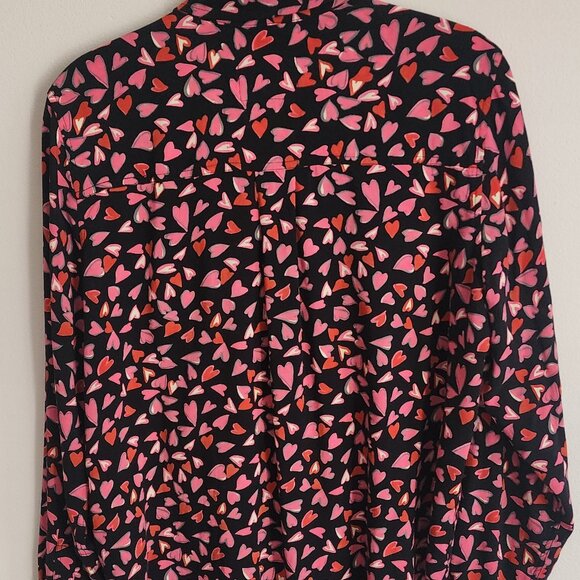 Rails Josephine Heart Print Button-Up Shirt-Sz Med-EUC - Picture 2 of 5